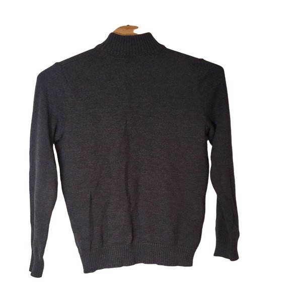 Eddie Bauer 1/4 Zip Sweater Cotton Gray Burgandy Striped Size Medium Men's - Picture 2 of 4